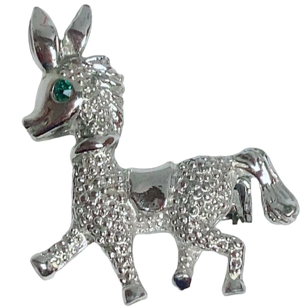 Donkey‎ Rhinestone Green Eye Pin Brooch